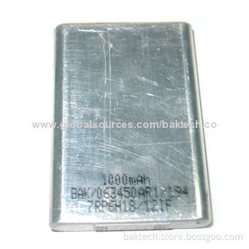 Lithium-ion Rechargeable Cell Battery, Rectangle Type, 3.7V, 1,000mAh, UL1642 Mark